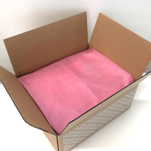ピンクの薄紙での特別梱包仕様