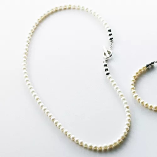 sympathy of soul style Pearl Beads T－bar Necklace