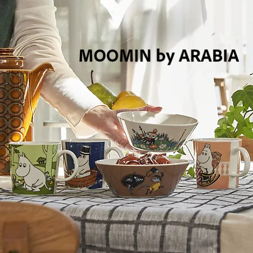 ムーミン谷の仲間たちが描かれたARABIA(アラビア)の人気シリーズ。『MOOMIN by ARABIA (ムーミン バイ アラビア)』