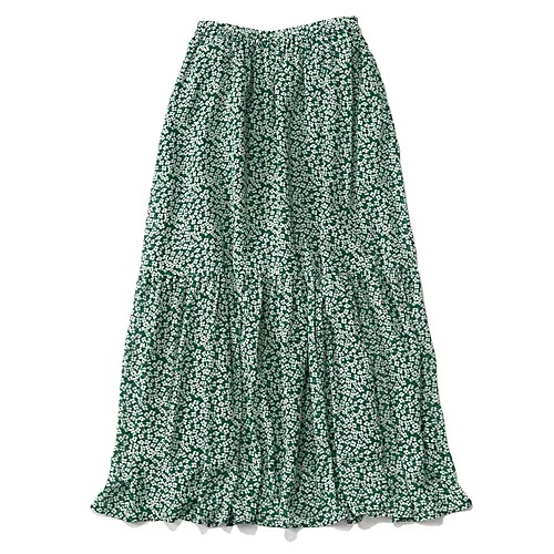 12closet
【洗える】レトロフラワーティアードスカート
カラー：グリーン、ブラック サイズ：フリー
￥15400