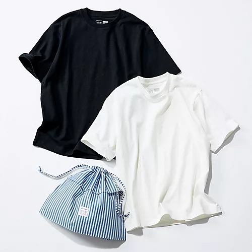 12closet【洗える】大人に似合う・巾着つき USAコットンTシャツ（2枚入り）