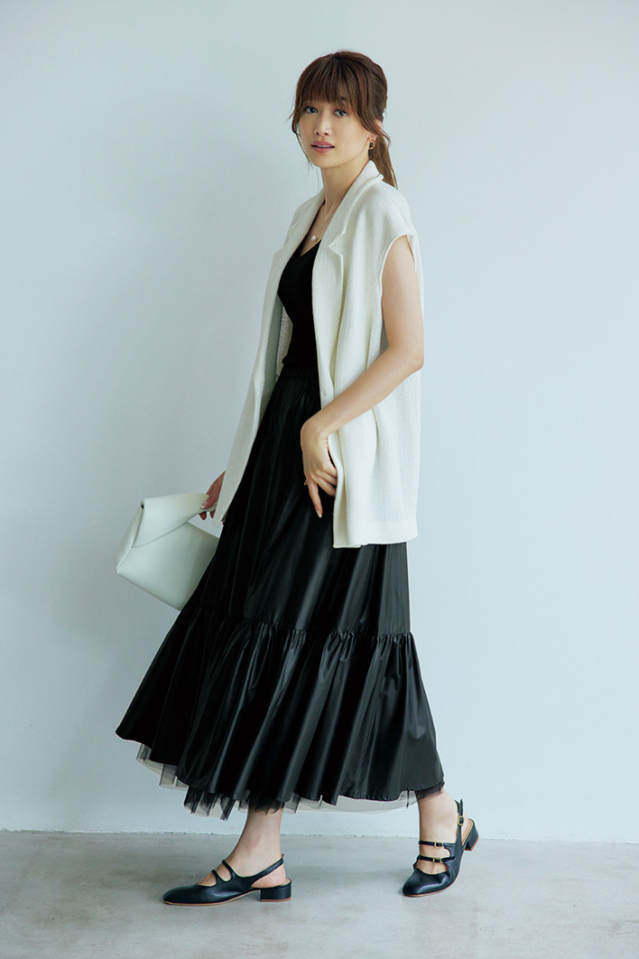 Marisolオリジナルブランド・M7daysの新作「リバーシブルで楽しめる！ティアードチュールスカート」#40代ファッション