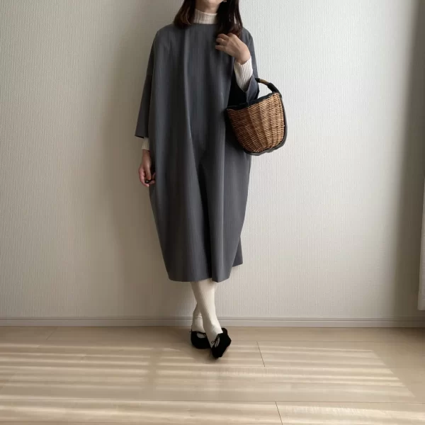 12closet【DEAR DAYS】【洗える】コクーンシルエットストライプドレス￥22,000