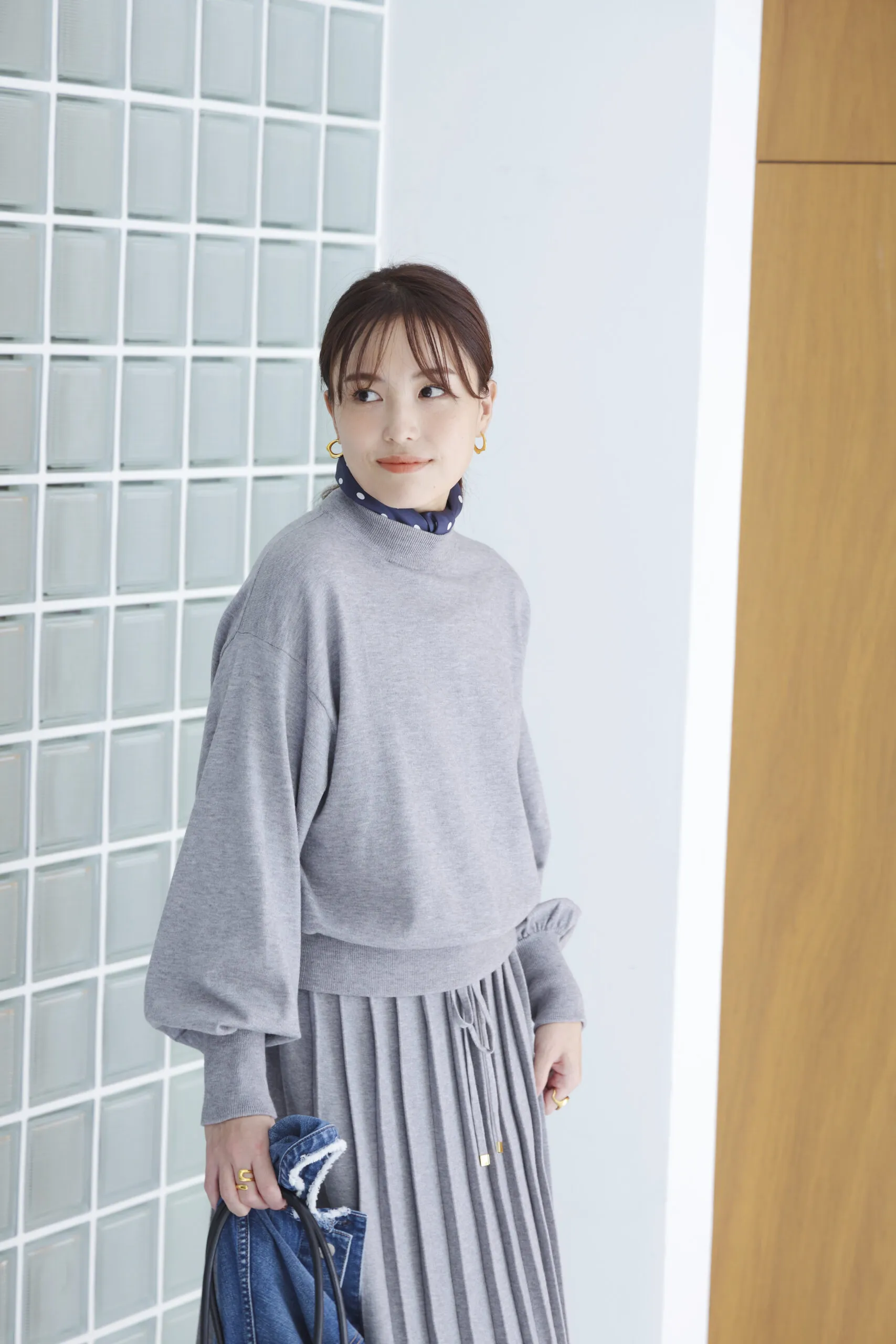 12closet【洗える】モックネック＆プリーツスカート ニットセットアップ￥19,800