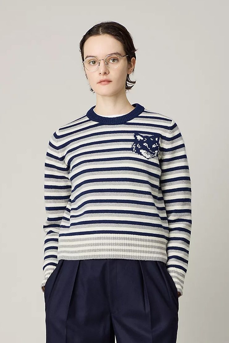 MAISON KITSUNEFOX HEAD INTARSIA STRIPED REGULAR JUMPER￥62,700 ￥43,890（税込）（30％OFF）