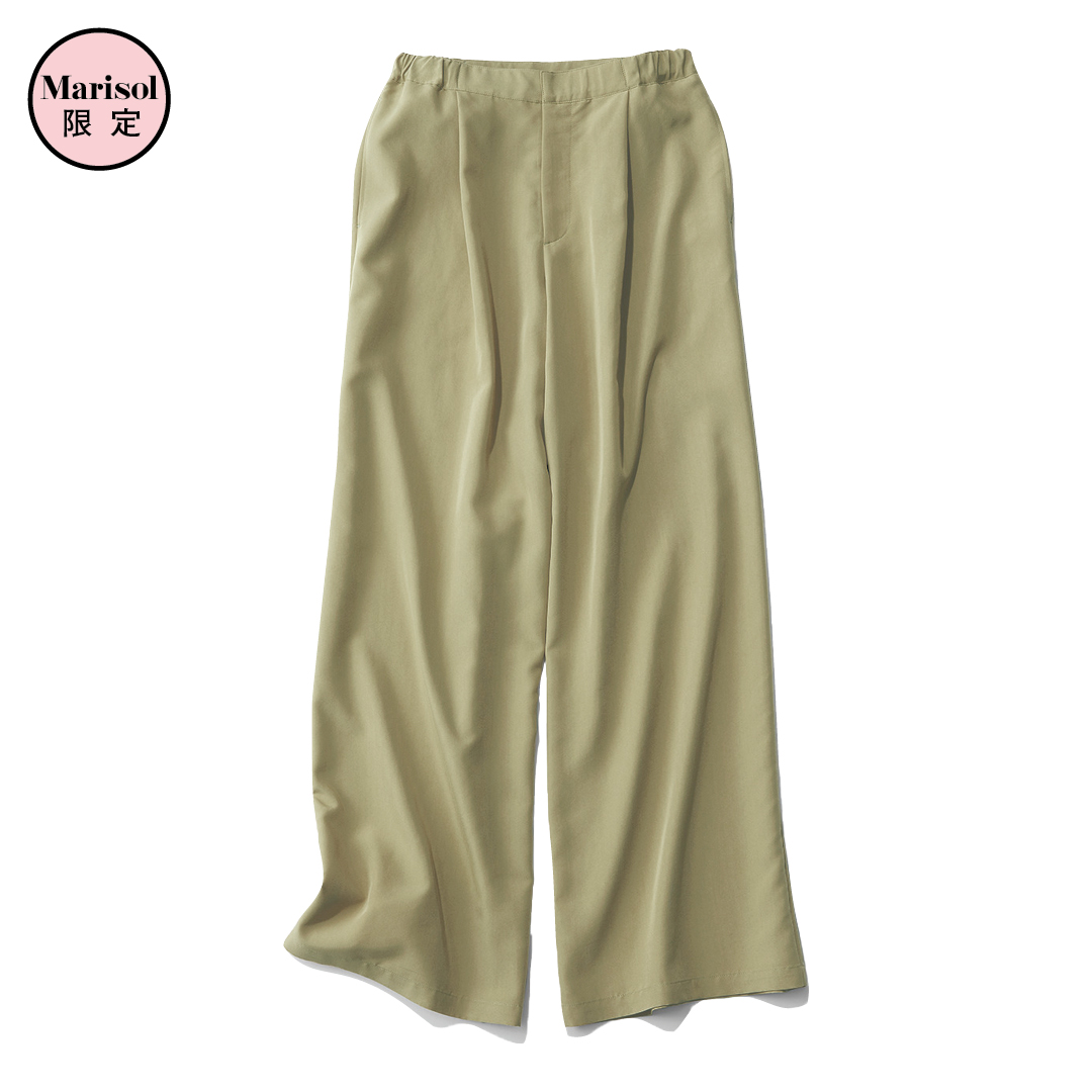 エムセブンデイズの【高園あずささんコラボ】フィブリルタック入りとろみワイドパンツ