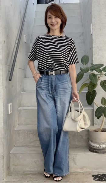 【エクラ 華組　伊藤美帆さん】エクラ別注！［大人のボーダーT］真夏の4style