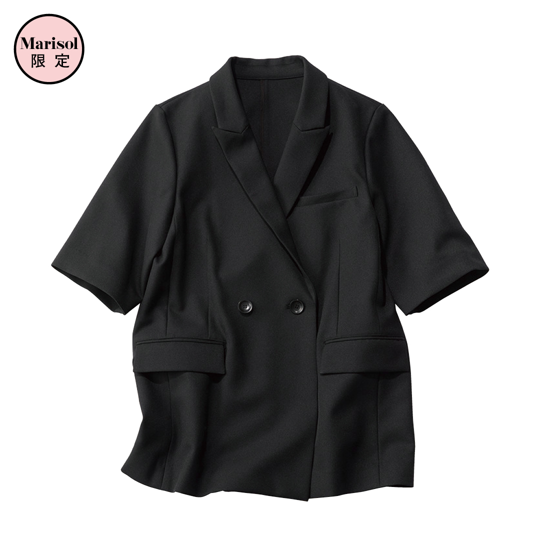 エムセブンデイズのリネン調ハーフスリーブジャケット