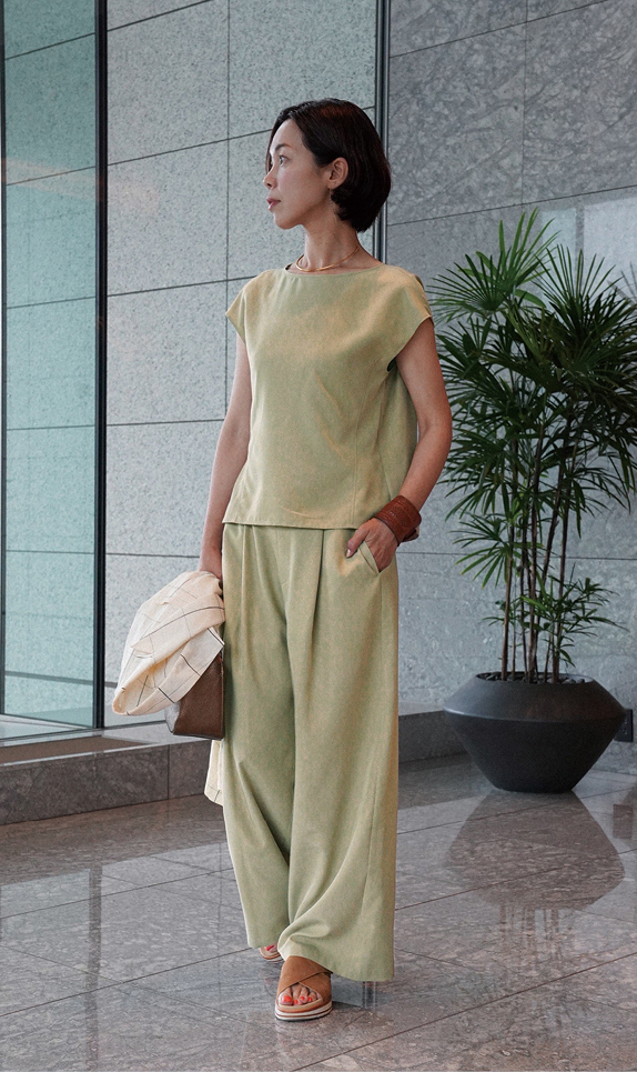 No.136 かっきーさん×M7days【高園あずささんコラボ】フィブリルコンフォートとろみセットアップコーデ