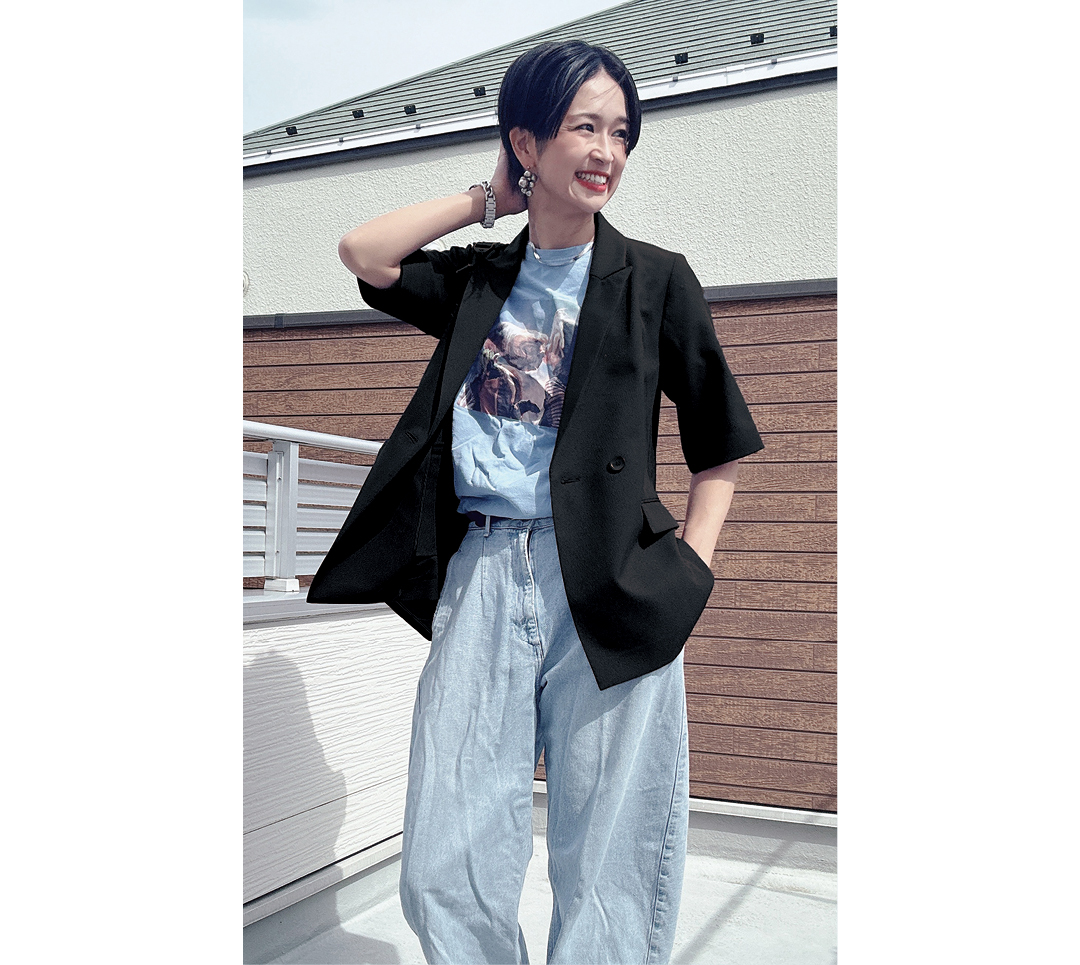 No.237 ricoさん×M7daysリネン調ハーフスリーブジャケットコーデ