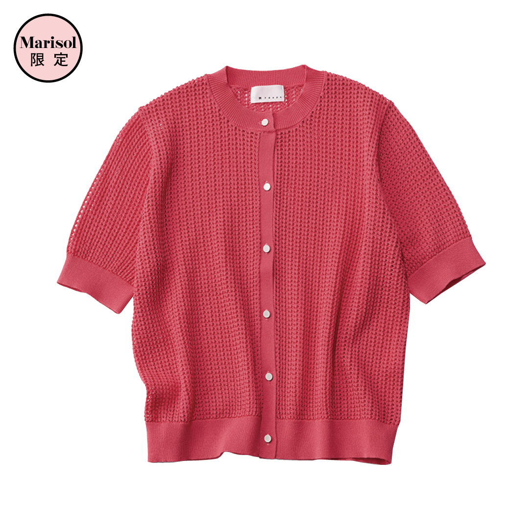 エムセブンデイズの5分袖メッシュカーディガン