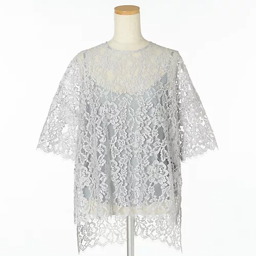 Room no.8 BLACK×eclat【別注】五分袖レーストップス（キャミソールつき）￥48,400