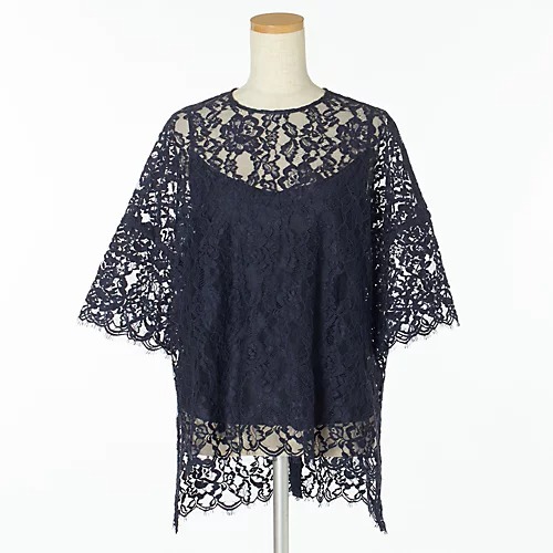 Room no.8 BLACK×eclat【別注】五分袖レーストップス（キャミソールつき）￥48,400