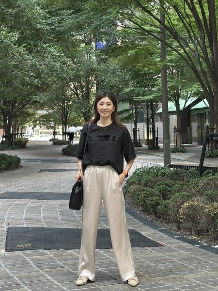 【エクラ 華組　梁瀬理砂さん】『E by eclat 』のシアーピンタックTブラウスを着回ししてみました