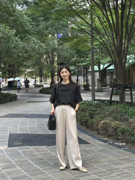 【エクラ 華組　梁瀬理砂さん】『E by eclat 』のシアーピンタックTブラウスを着回ししてみました