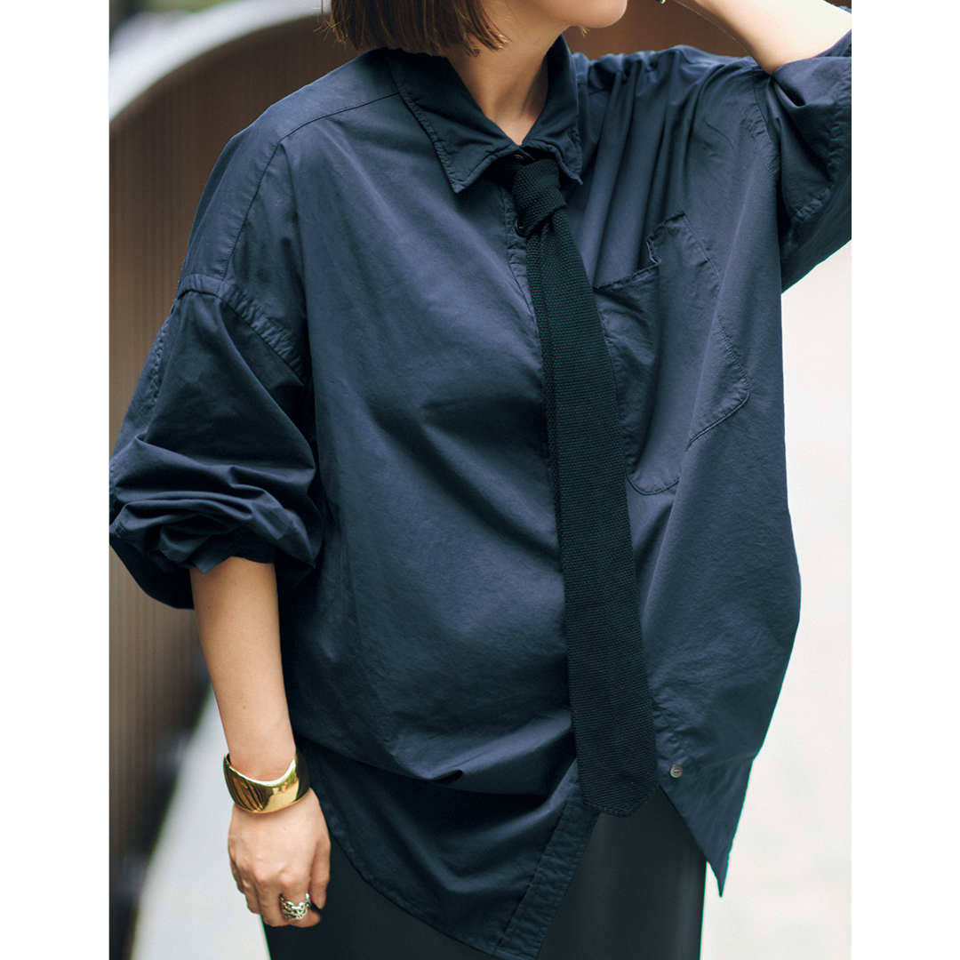 ブリルのセイヒンゾメオーバーシャツコーデ＼ ニットタイでハンサムに♡ ／