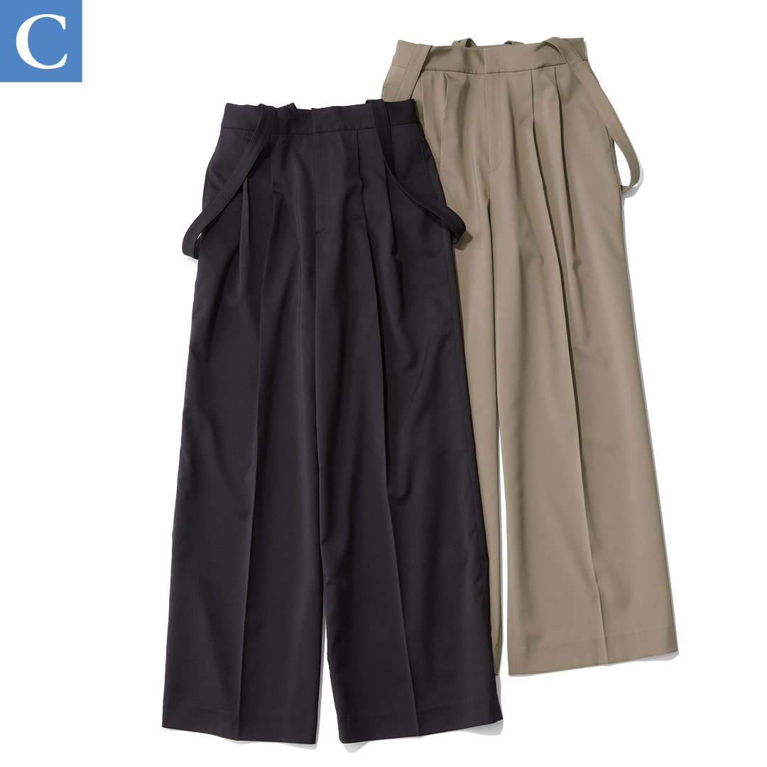 エムセブンデイズの【徳原文子さんコラボ】サスペンダーつき2WAYタックパンツ
