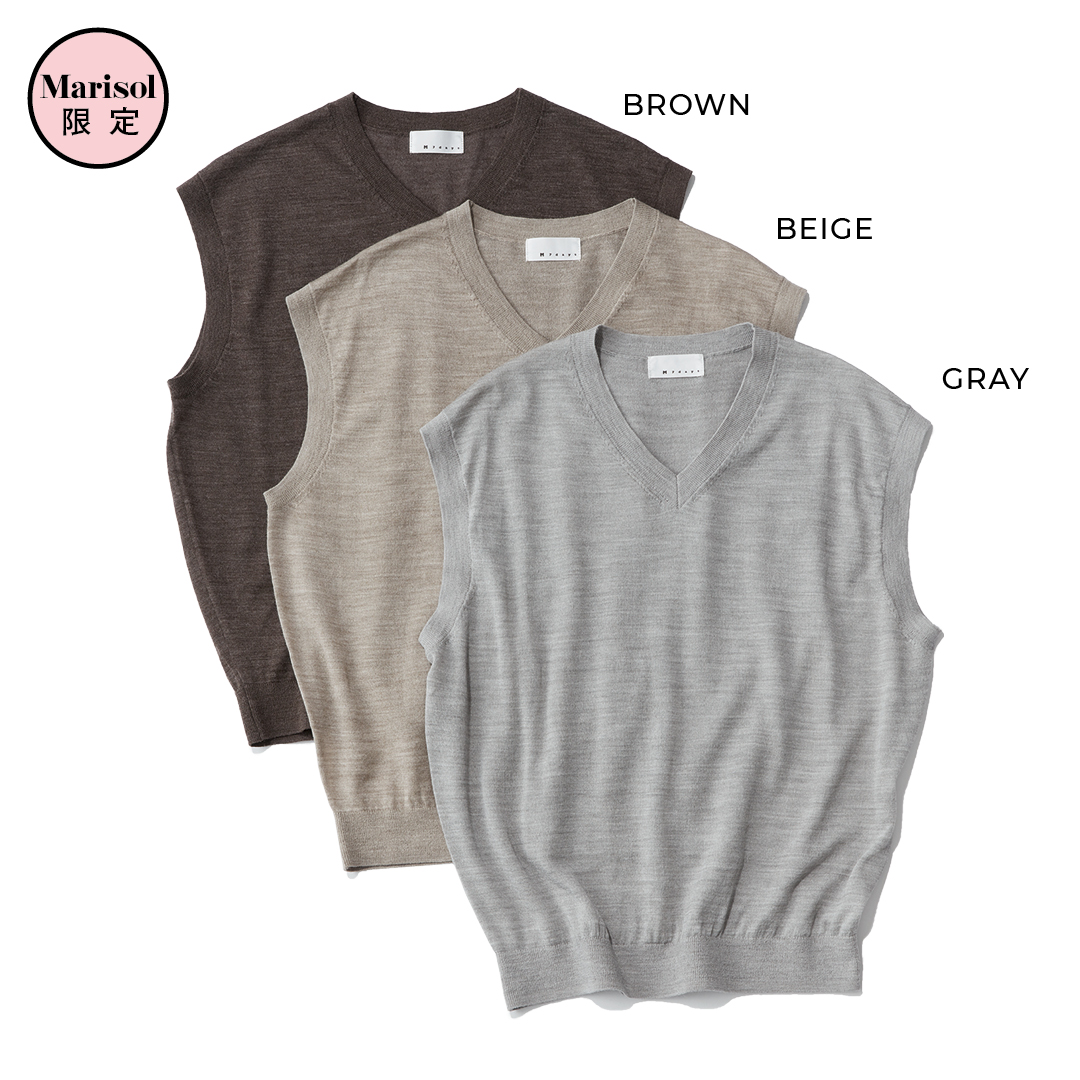 エムセブンデイズの【徳原文子さんコラボ】シアーニットベスト