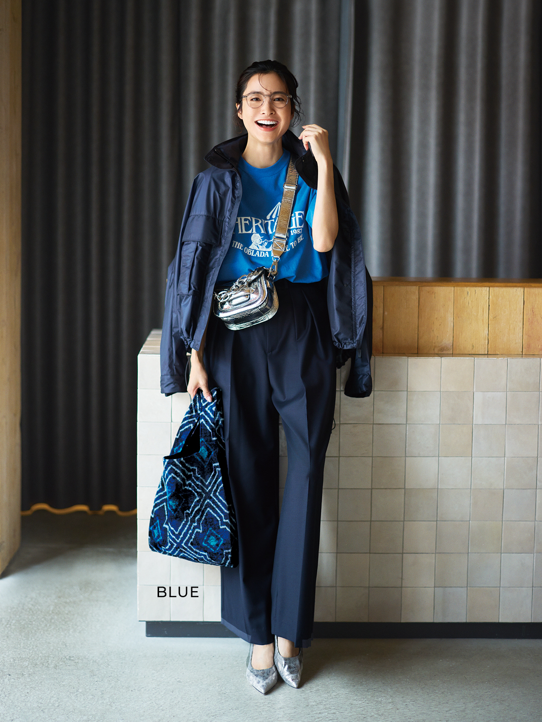 徳原文子×キリム アーツの【Marisol別注】Shopping Bagコーデ