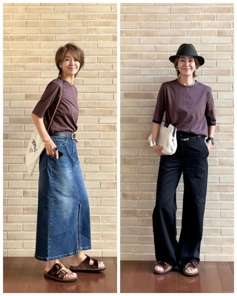 【エクラ 華組　岡部みわこさん】COGTHEBIGSMOKE×eclat 、エクラ別注：オート色の万能ストレッチブラウス