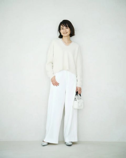 【50代 パンツ】E by eclat「優美なセミワイドパンツ」の秋コーディネート6選