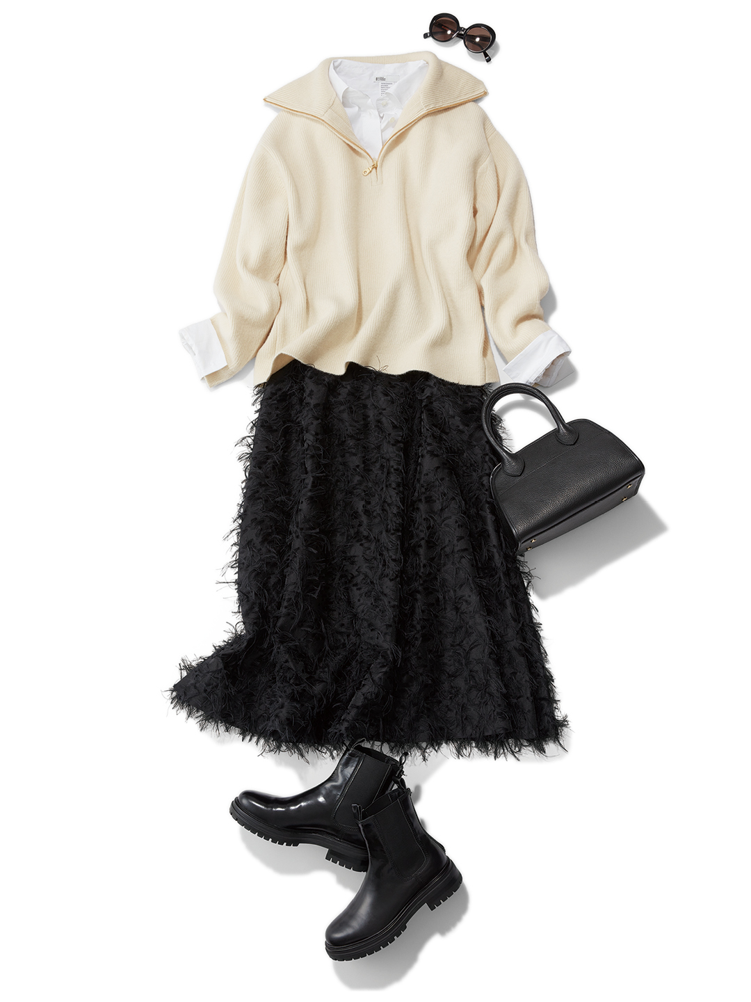 石毛のりえ×アニュアルの【Marisol別注】ハーフジップニットコーデ2