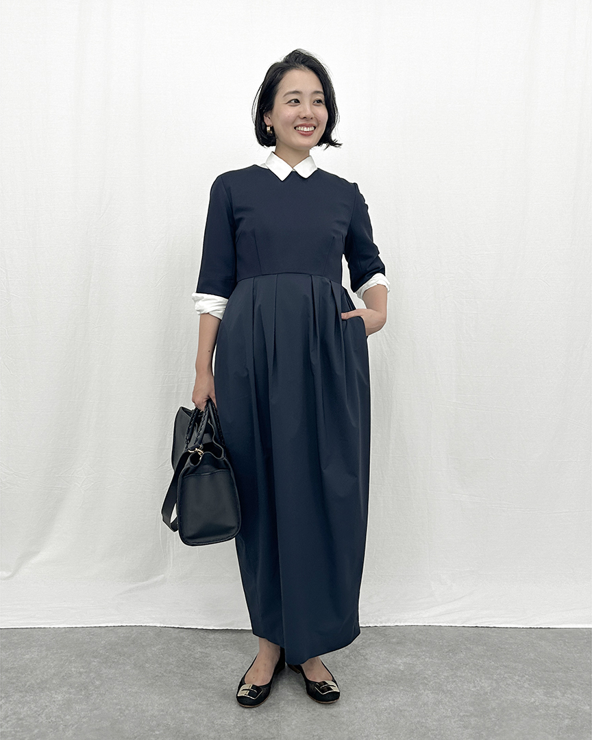 スタッフがリアルに着てみました！高橋夏果さんコラボ「撥水スマートコクーンドレス」【12closet】