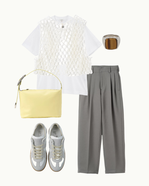 03引き続きマストのTシャツはパールベストでドレスアップ