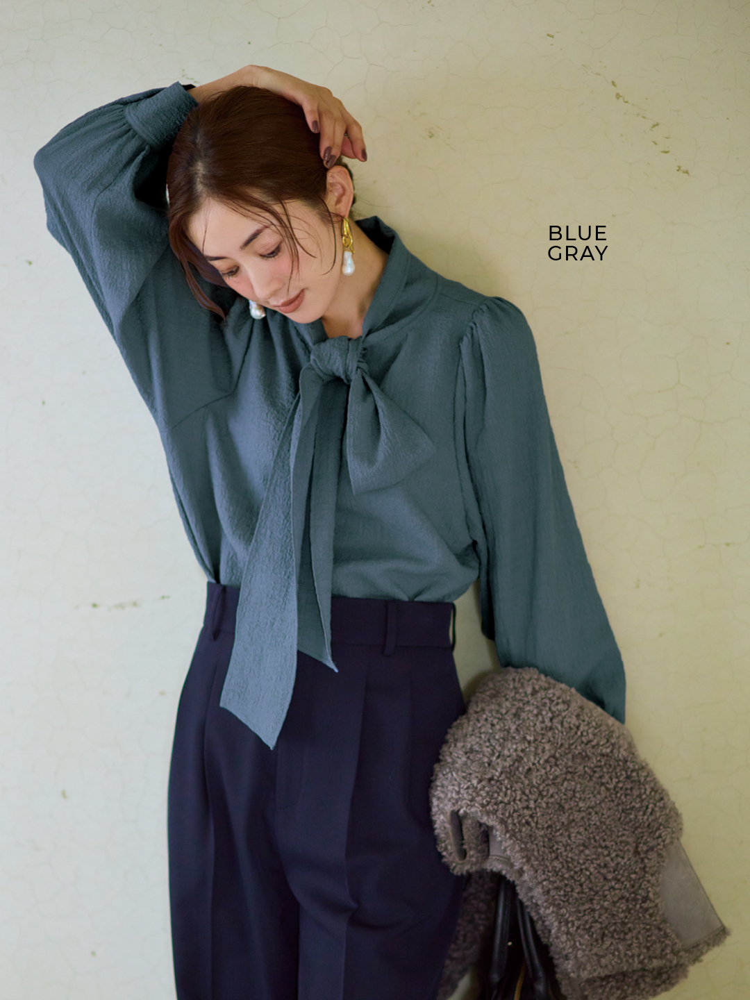 エムセブンデイズ【徳原文子さんコラボ】シボ感ボウタイブラウスコーデ