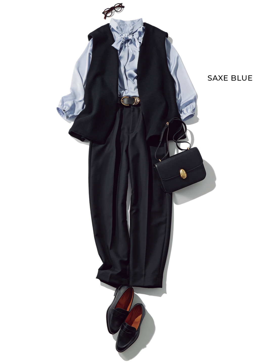 エムセブンデイズの2WAY艶ボウタイブラウスコーデ