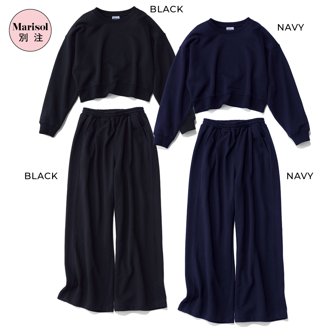 斉藤くみ×ゴートの【Marisol別注】SWEAT TOPSとSWEAT WIDE PANTS