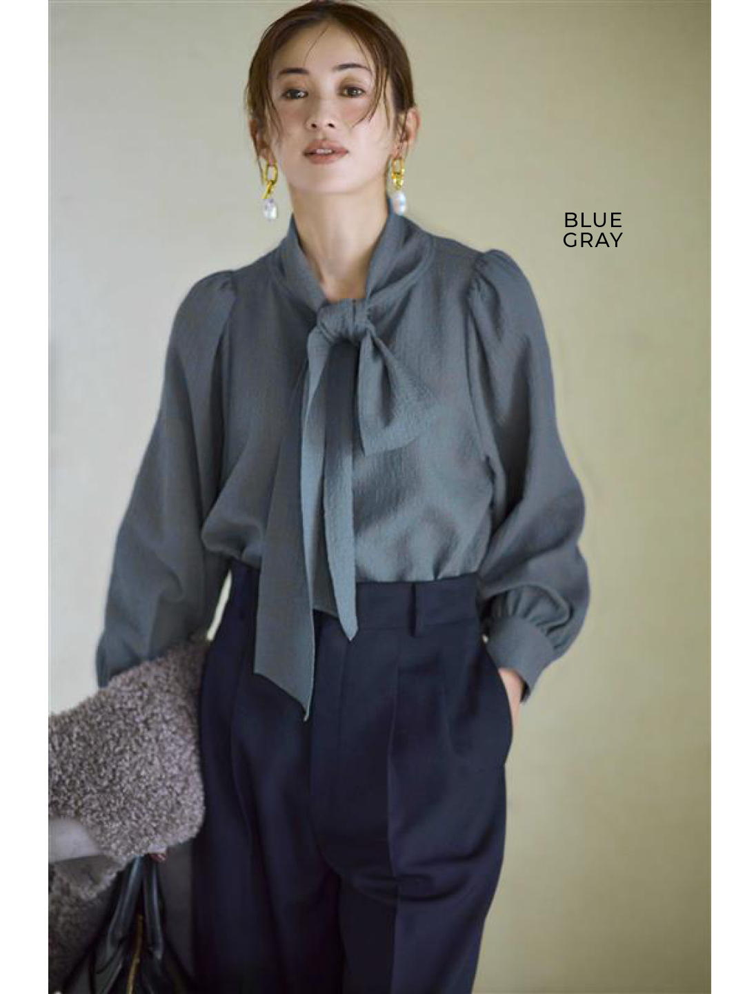 エムセブンデイズ【徳原文子さんコラボ】シボ感ボウタイブラウスコーデ2