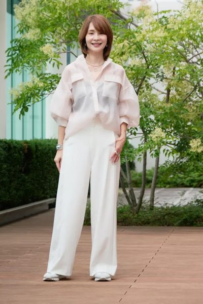 【50代 パンツ】身長・骨格別　E by eclat「優美なセミワイドパンツ」ジャストサイズに出会えました！