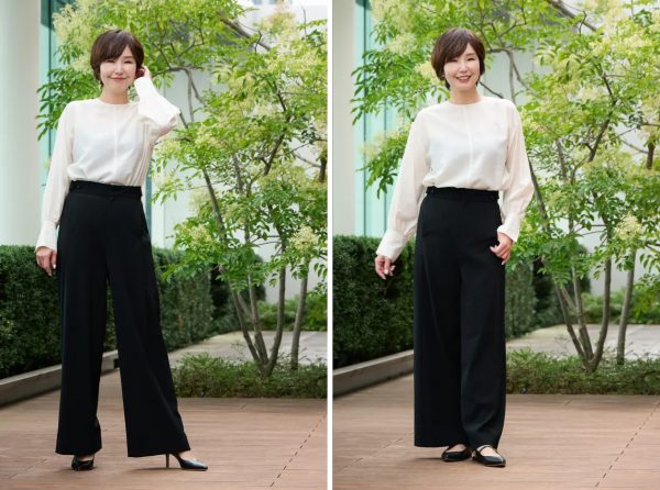 【50代 パンツ】身長・骨格別　E by eclat「優美なセミワイドパンツ」ジャストサイズに出会えました！