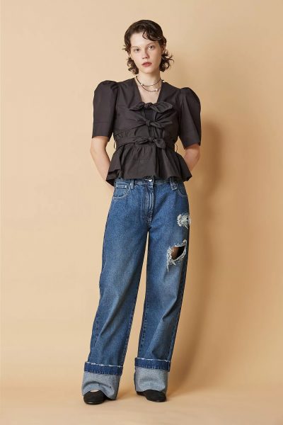 SIMONE ROCHACROPPED DISTRESSED STRAIGHT LEG JEANS W／ EMB￥107,800