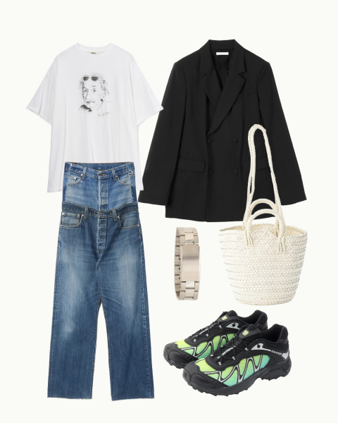 day
05Tシャツ＆ジャケット＆デニムの定番ルックもひとひねり