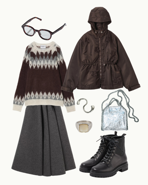 クチュール系アウトドアジャケットで作る最旬ブラウンスタイル