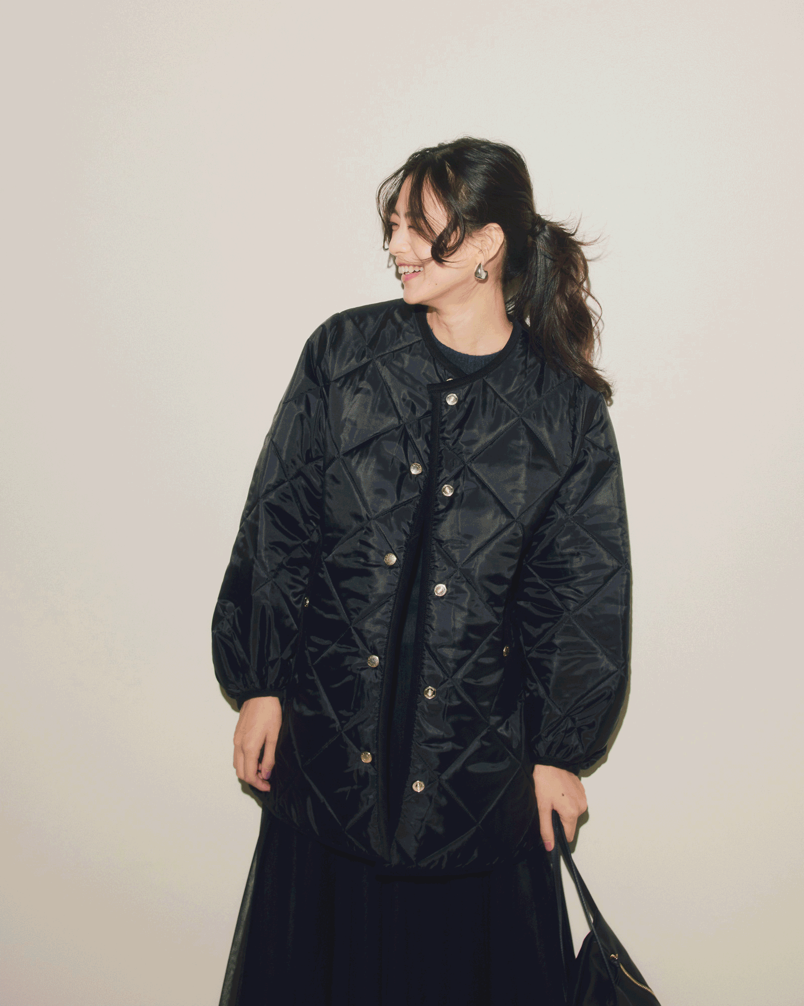 【美品】MACKINTOSH ラビットファー付Aラインキルティングコート 濃紺 MACKINTOSH】暖冬はキルティングコート一着あればオールOK