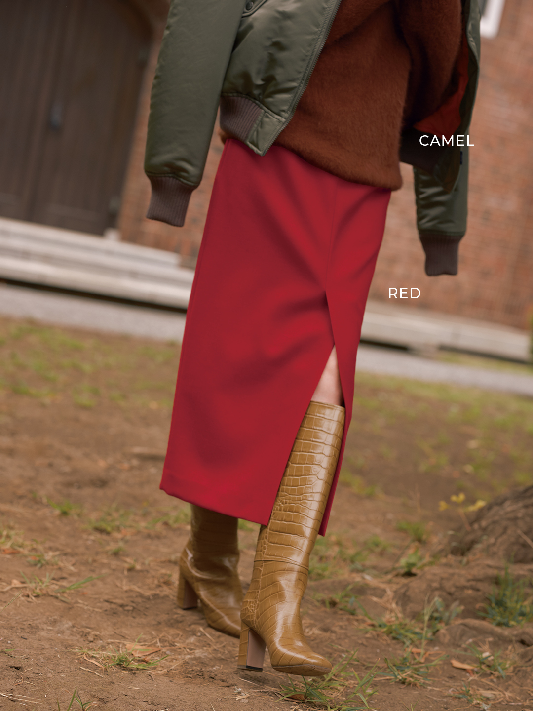 エムセブンデイズの【辻 直子さんコラボ】フロントスリットIラインスカートコーデ3