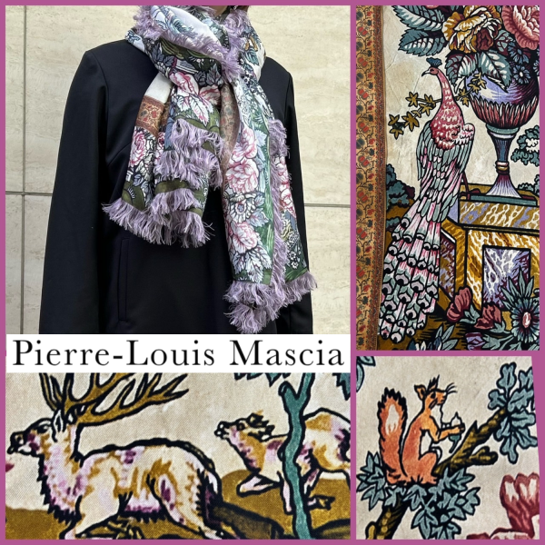 未使用品 ピエール ルイ マシア シルクストール 独創的な色柄が芸術作品のようなストール 「ピエール・ルイ