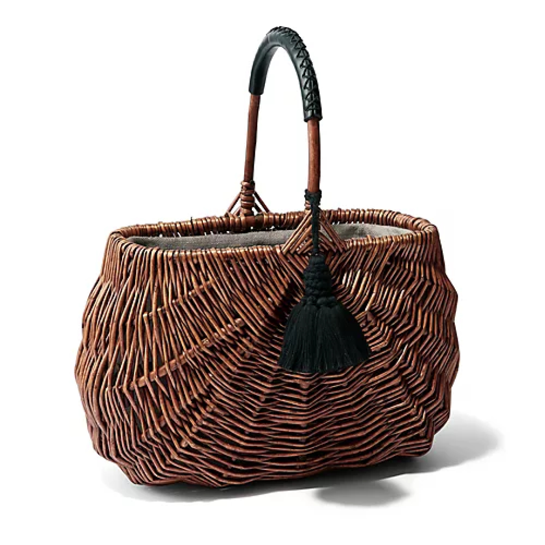 ペールジュート weekend basket（Wide）＋別色タッセル（ピンク）