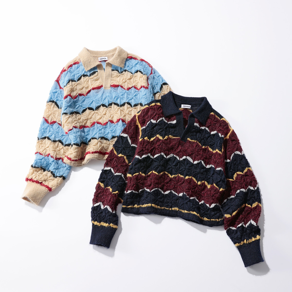 COOHEMMOHAIR WOOL TUCK BORDER KNIT P／O