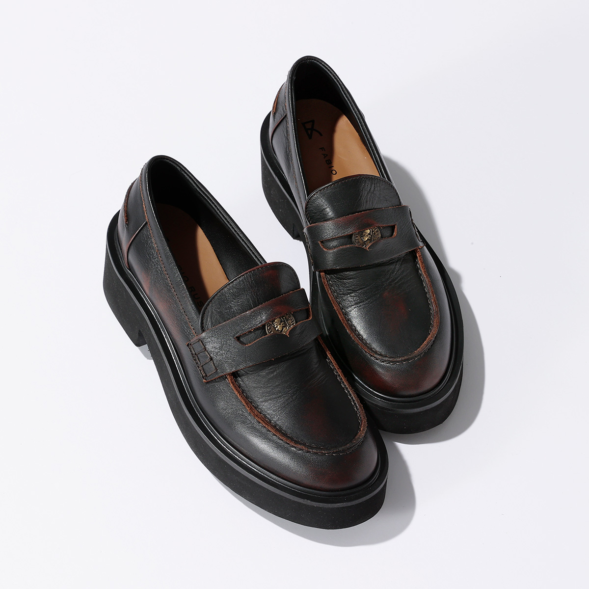 FABIO RUSCONI厚底コインローファー