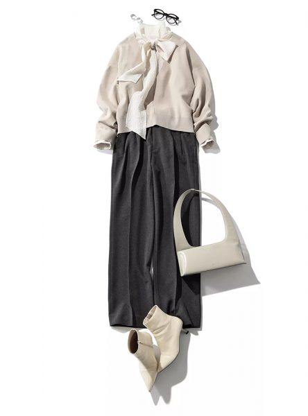 【徳原文子さんコラボ】シボ感ボウタイブラウス