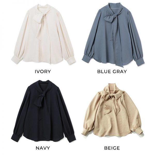 【徳原文子さんコラボ】シボ感ボウタイブラウス