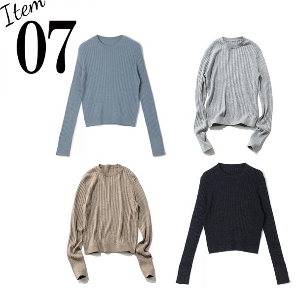 ラメリブクルーネックニット