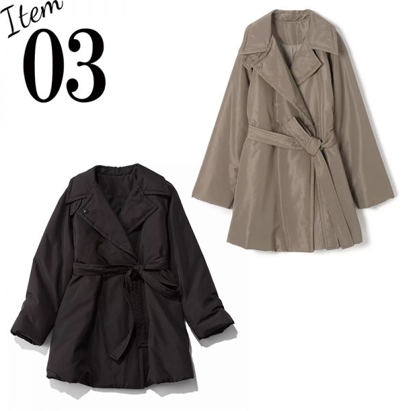 中綿入りトレンチショートコート