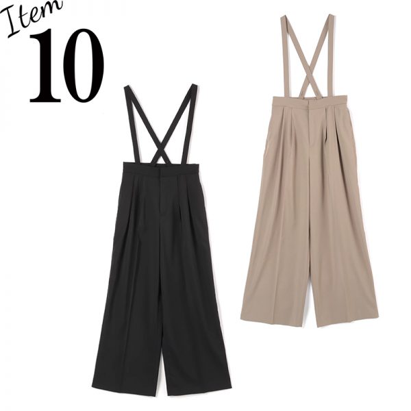 【徳原文子さんコラボ】サスペンダーつきタックパンツ