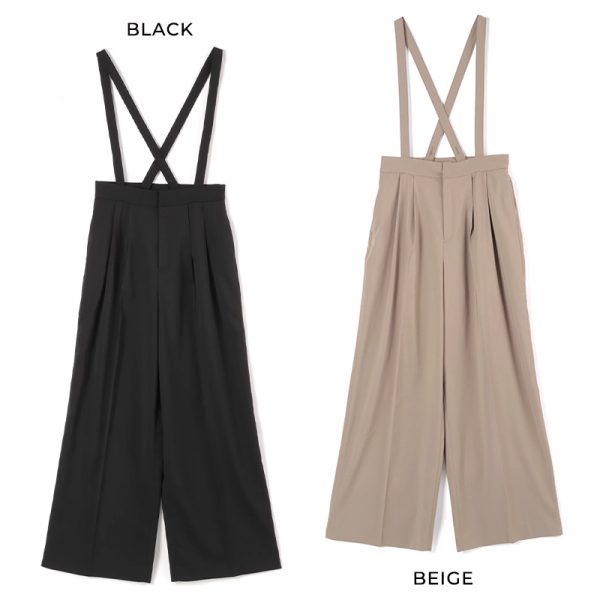 【徳原文子さんコラボ】サスペンダーつきタックパンツ