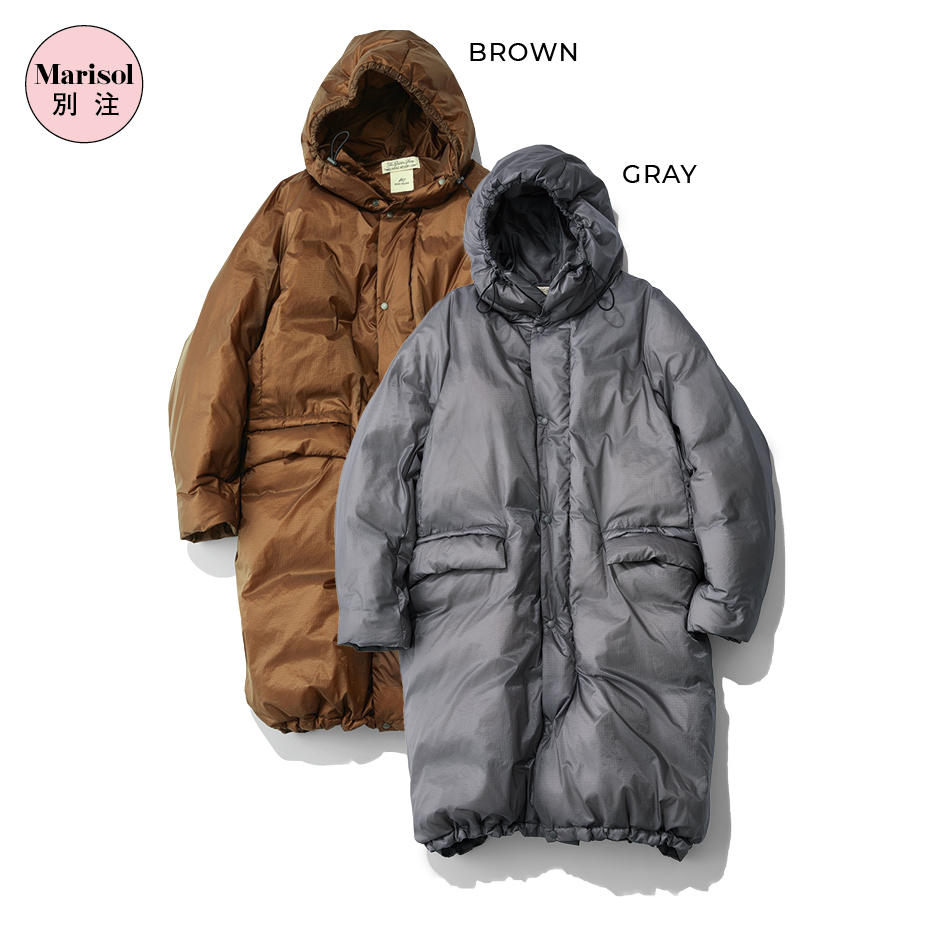 徳原文子×レミ レリーフの【Marisol別注】超軽量ナイロンアウトドアダウンロングJKTフーディー